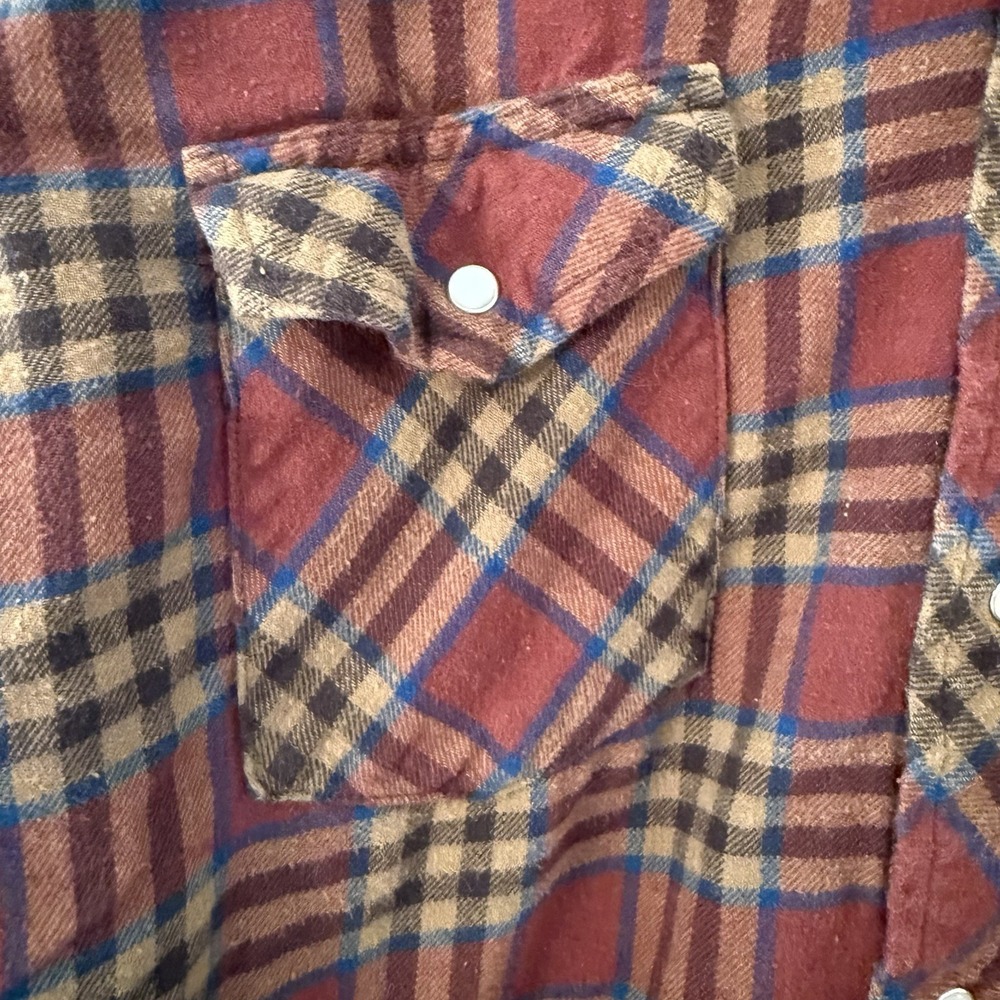 Wrangler VTG 90s Western Flannel Long Sleeve Shirt Plaid Men's L Outdoor Grunge - Picture 3 of 9